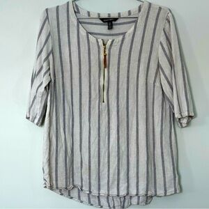 Ellen Tracy striped linen blend tunic | medium